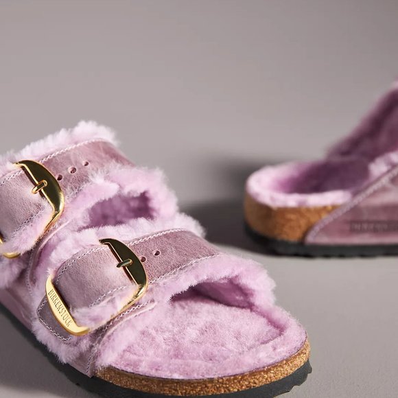 NEW Birkenstock Size EU 38, 40 Arizona Big Buckle Shearling Sandals - Lavender - Picture 3 of 8